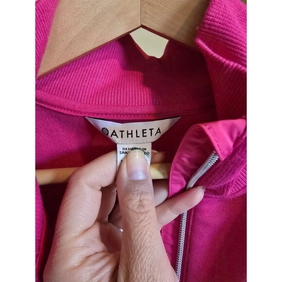 Athleta triumph Hybrid Half Zip Sweatshirt Hot Pink Barbiecore Size Medi… - Picture 8 of 10